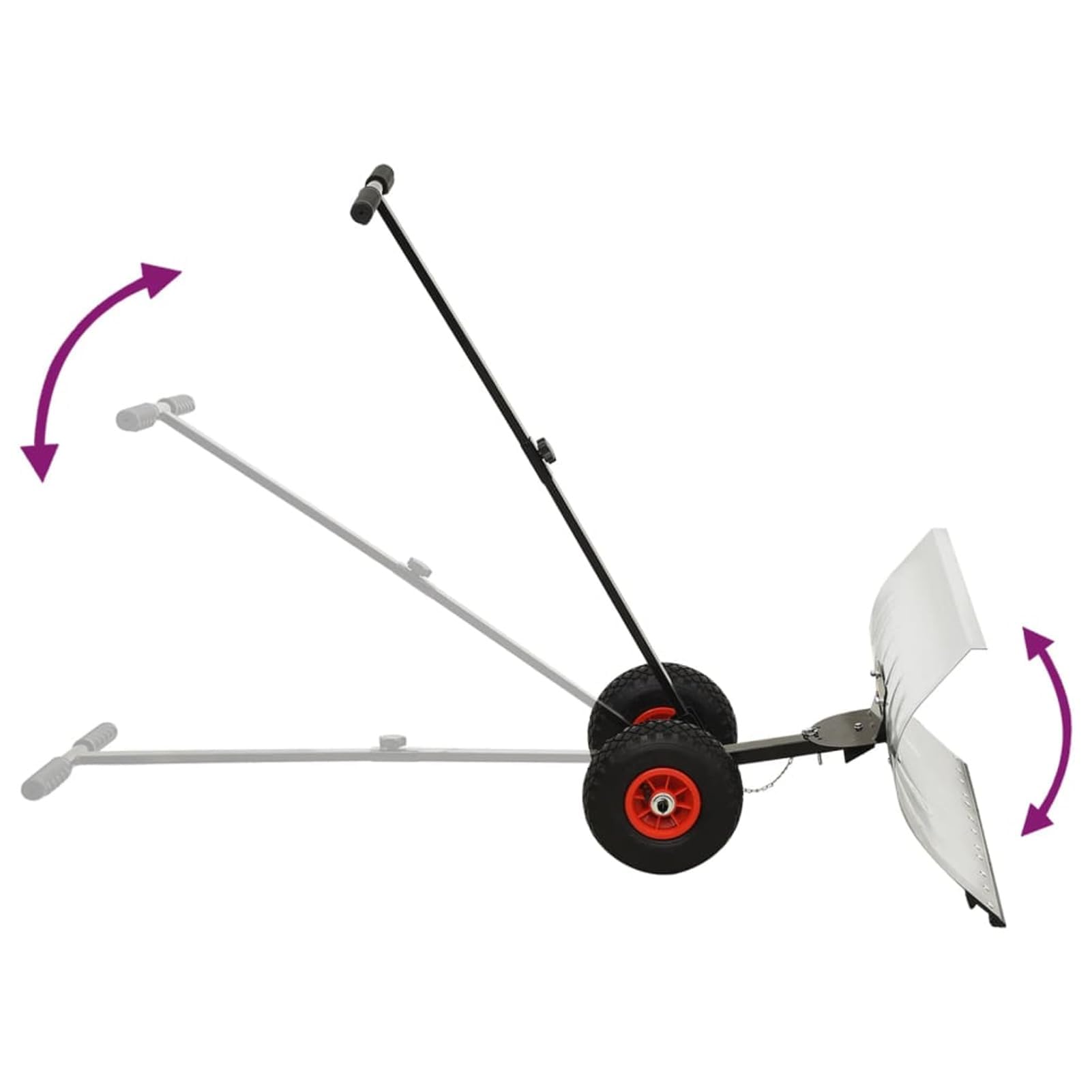 Wytrzymała ręczna łopata do śniegu z kołami, metalowy pług do odśnieżania do podjazdów i dużych obszarów, pług do śniegu