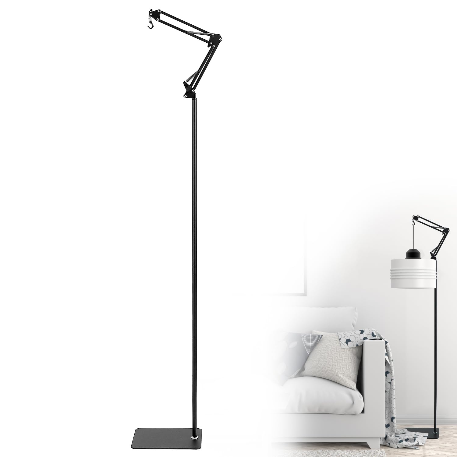 QWORK® Reptilien-Lampenfassung für Habitatkäfig, Wärmelampe Halter Standfuß für Reptilien Schildkröten Spinne Geckos Eidechsen, Verstellbar Höhe 60–140 cm