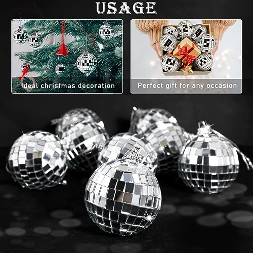 Set de 20 bolas espejadas disco con cuerda para colgar, para fiesta, habitación, bodas y jardín miniatura 6