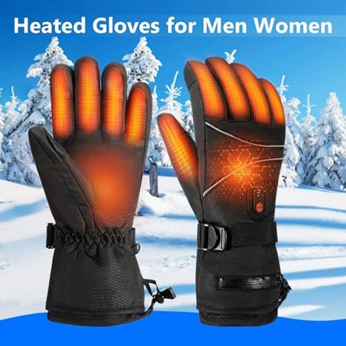Beheizbare Handschuhe Damen Herren,7.4V 4000 mAh Akku USB Beheizte Handschuhe, 3 Heizstufen,Touchscreen Beheizbare Motorradhandschuhe,fur kifahren,Wandern,Radfahren,Motorradfahren (A)