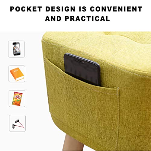 Pouf en lin de qualité supérieure | Banc et tabouret bas gris de salon - 6