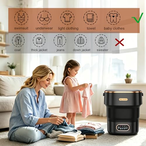 Image of 20L Mini Portable Washing Machine,Foldable Portable Washer Mini Lavadora Portatil for Apartment,RV,Camping,Travel - Wash Baby Clothes, Underwear,Bra Separately to Keep Clean and Healthy
