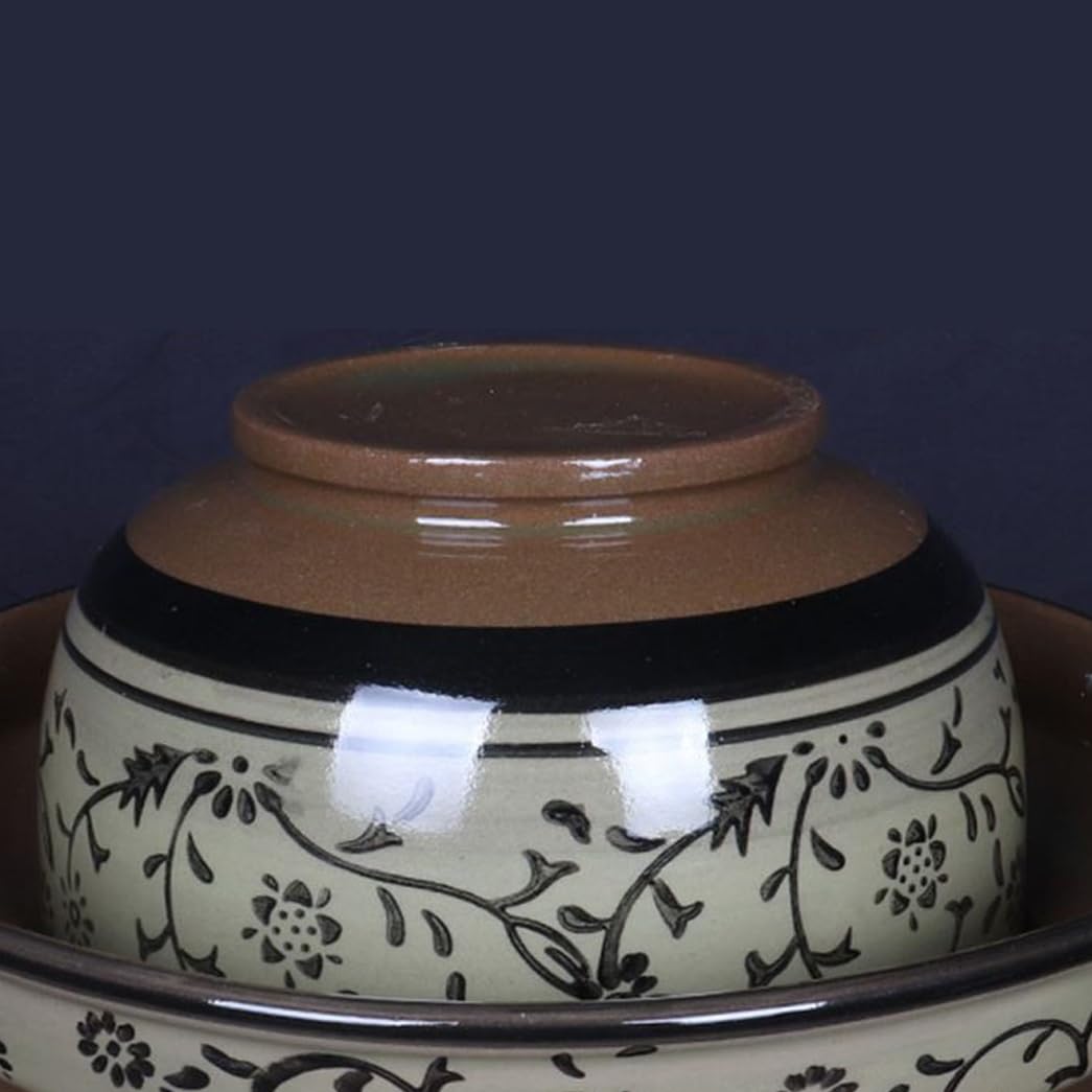 Chinesische Keramikfanzalglas mit Fermentationsdeckel, fermentierender Crock mit Wasserversiegelungslöschdeck brown-11L