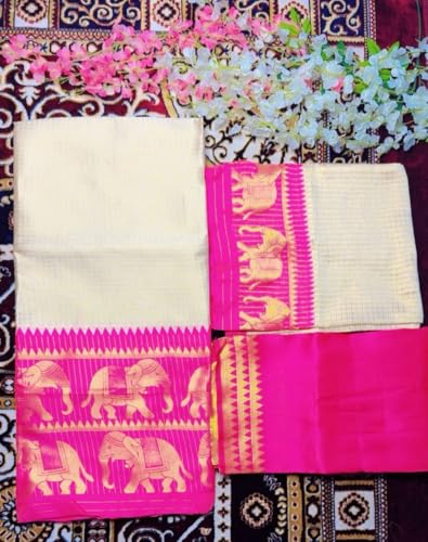 Image of ZITON ARICO MART Women's Indian Traditional Kanjivaram Silk Pure Weaving Lehenga Choli Along With Dupatta And Blouse Piece, Half Saree (Unstitched)