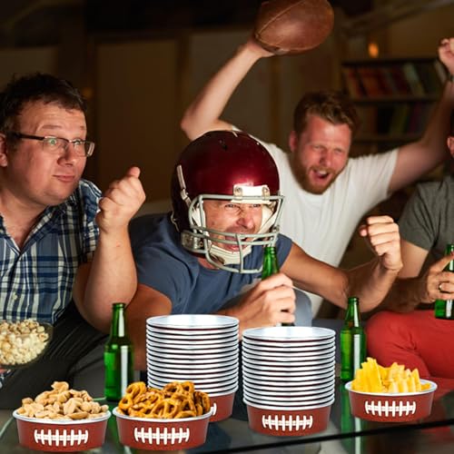 Image of gisgfim 24 Set Football Party Supplies 18.6oz Snack Bowls Disposable Ice Cream Cups Football Game Paper Serving Bowls and Forks Tableware Kit for Sport Events Birthday Dinner Party Decorations