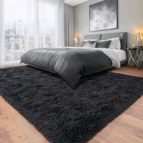 Rugs for Living Room 6x9, Soft Shaggy Modern Shag Area Rug for Bedroom, Upgrade Non-Slip Plush Fluffy Carpet for Kids Boys Girls Room Home Decor Aesthetic, Charcoal Gray