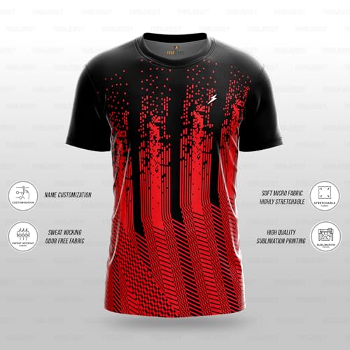 Image of YOURJERSEY Custom Sports Jersey for Men & Kids | Add Player Name | Personalised Cricket /Football /Badminton T-Shirt | Custom Team Jersey
