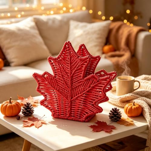 Wicker Storage Basket, Maple Leaf Wicker Baskets For Organizing Fall Decor - image 5