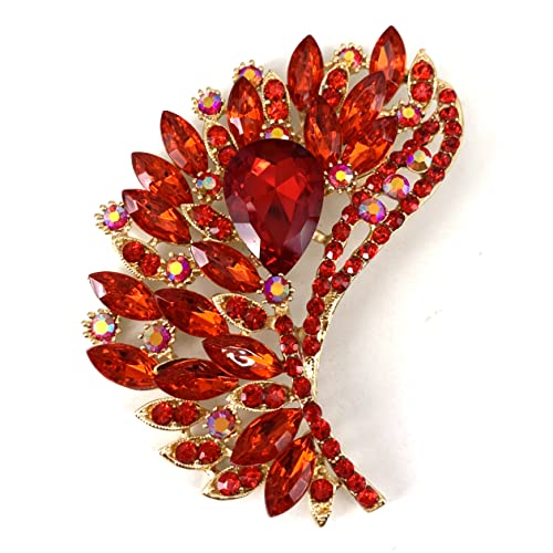 Image of SELOVO Rhinestone Crystal Big Large Brooch Pin Jewerly Accessory Gold Tone