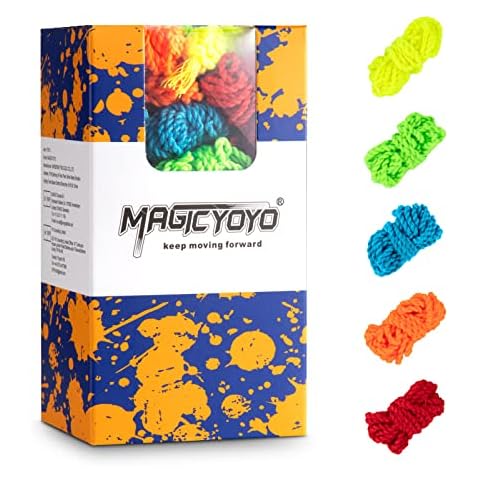 YOSTAR Yoyo Strings Professional 100% Polyester - Fits for Responsive and Non Responsive Yoyos -Yo yo Strings Pack of 50 (Red, Orange, Yellow, Blue, Green) (50pcs) Cover