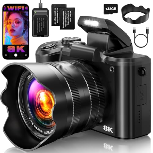 8K Digital Cameras for Photography, 2026 Autofocus 88MP WiFi Professional Photography Camera with...
