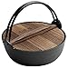 Traditional Sukiyaki Pot Enamel Coated Cast Iron Pot Casserole with Wooden Cover for Camping Cooking 29cm A 29cm(11inch) (A 27cm)