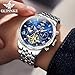 OUPINKE Watches for Men Automatic Mechanical Watch Business Diamond Calendar Male Watches Stainless Steel Waterproof Luminous Unique Luxury Imitation Galaxy