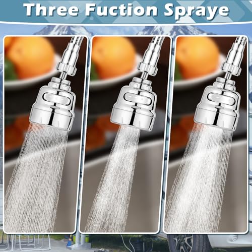 Image of 8 inches Apart RV Sink Faucet, RV Kitchen Faucet Replacement with Flexible 360 Degree Rotatable Sprayer for RV, Dual Function Sprayer, Campers, Motorhomes, Travel Trailers (Silver Plating)