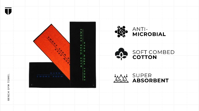TEGO Bench Gym Towel | Antimicrobial Cotton Gym & Yoga Towel