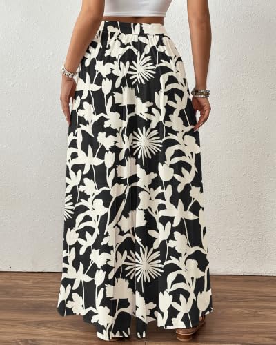Image of Bsubseach Women Wide Leg Pants Floral Flowy Palazzo Pants