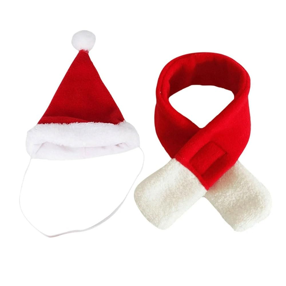 Conjunto De Gorro Navideño For Mascotas, Conjunto De Bufanda Y Gorro Navideño For Gatos, Ropa Navideña For Cachorros Y Perros, Disfraz Navideño De Papá Noel For Mascotas, Conjunto Rojo De Papá Noel De