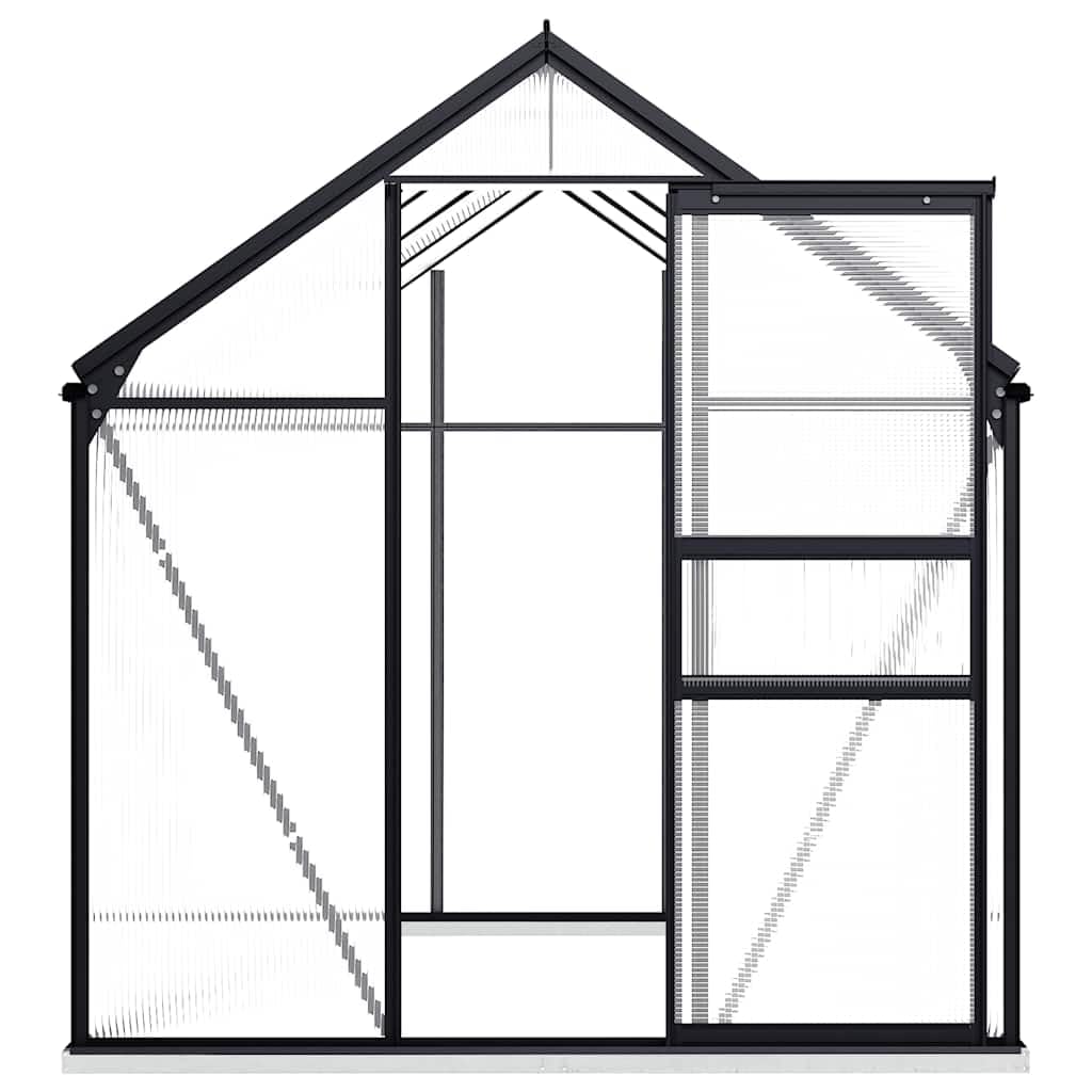 Szklarnia z fundamentem, antracyt, aluminium, poliwęglan, 4,75 m², szklarnia ogrodowa z oknem dachowym i drzwiami, do ochrony roślin i zimowania, do uprawy warzyw na świeżym powietrzu