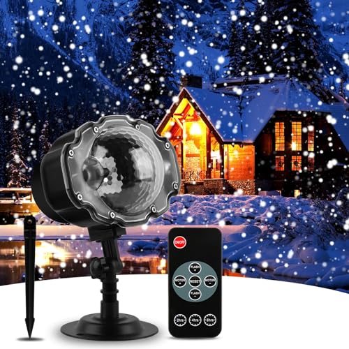 Image of EFOBO Christmas Snowfall Projector Lights, Indoor Outdoor Holiday Lights with Remote Control, White Snow for Halloween Xmas Party Wedding Garden Landscape Decoration(Snow Spots)