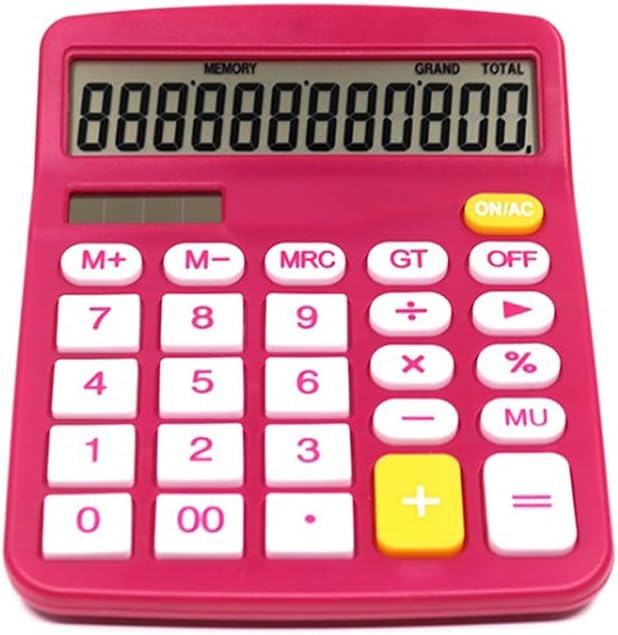 12 Digit Desk Calculator Large Buttons Financial Business Accounting Tool Rose Red Color for Office School