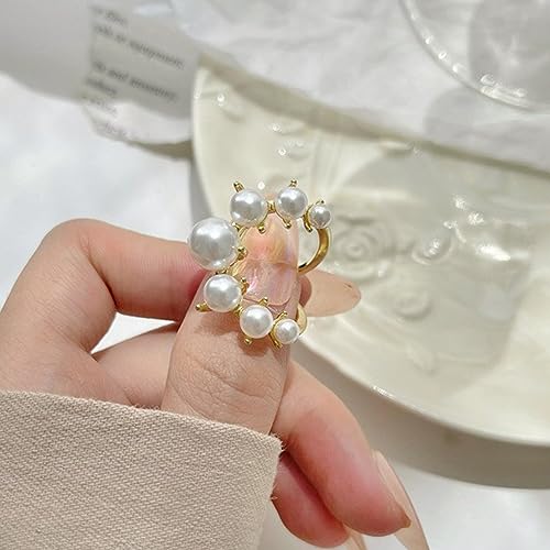 Atiptu Vintage Pearl Ring for Women - Adjustable Open Gold Knuckle Stackable Joint Finger Rings - Trendy Personality Stacking Promise Ring Jewelry2