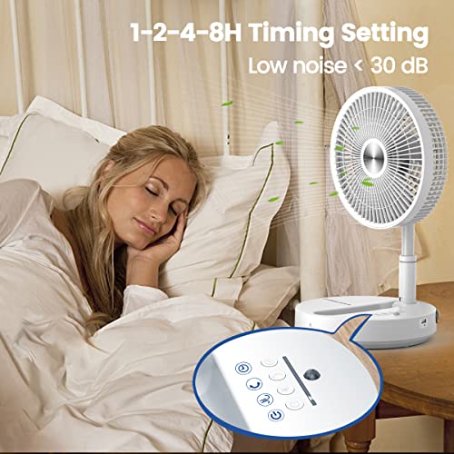 Primevolve 10 Inch Oscillating Fan With Remote, Battery Operated Fan Adjustable Height, Usb Rechargeable- 4 Speeds, 8H Timer Setting For Bedroom Home Office Outdoor Camping Tent Travel, White #TOP3