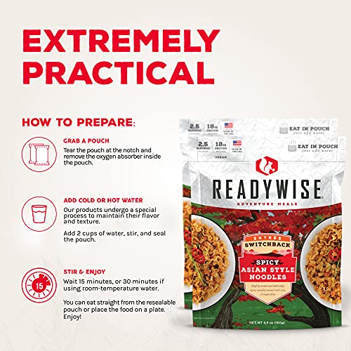 Readywise Outdoor Spicy Asian Style Noodles, Freeze-Dried Backpacking And Camping Meals, Tasty Meals And Snacks For Hiking, Backpacking, Or Emergency Preparedness, Pack Of 6 #TOP2