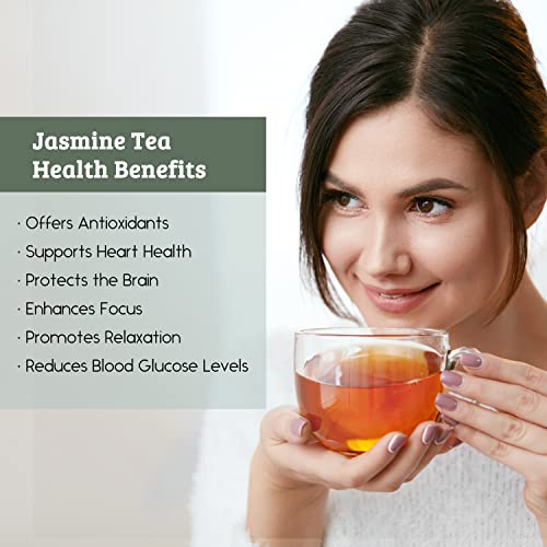 Fescha Organic Gunpowder Green Tea(4Oz) & Organic Jasmine Green Tea Bags(20 Count), Packed By Resealable Kraft Bag, Loose Leaf Green Tea, Eco-Conscious Tea Bags #TOP6