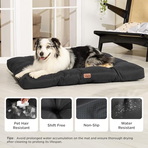 BEDSURE Hundekissen große Hunde waschbar - 111x89cm hundematratze XXL für große, mittelgroße Hunde Outdoor gepolstert Hundematte tiefschwarz in 10cm Höhe, groß XL Hundebett für Haustiere