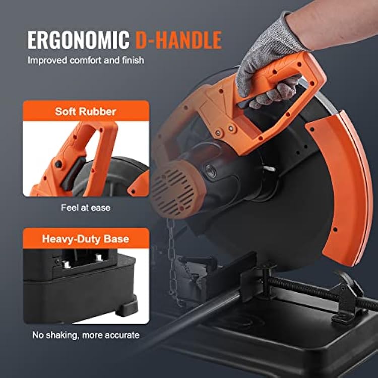 VEVOR منشار فرم جلخ، 14 355 mm بليد، 2300 W 3600 RPM آلة قطع الصلب، 0-45 زاوية قابلة للتعديل ميتري المنشار للمعادن/الحاجب/الحديد/الألومنيوم