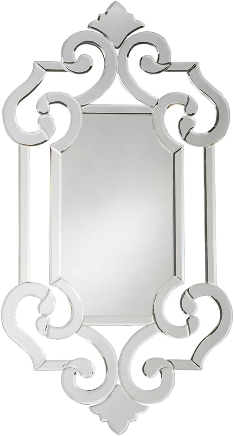 Howard Elliott Small Clarice Rectangular Venetian Wall Hanging Mirror, Antique Accent Piece Design Mirrored Frame, Decorative Fashion Mirrors for Home, Living Room, Entryway & Bathroom, 41 x 22 Inch