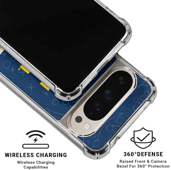 Skinit Clear Phone Case Compatible with Google Pixel 9/9 Pro - Officially Licensed University of Michigan Jersey Split Design