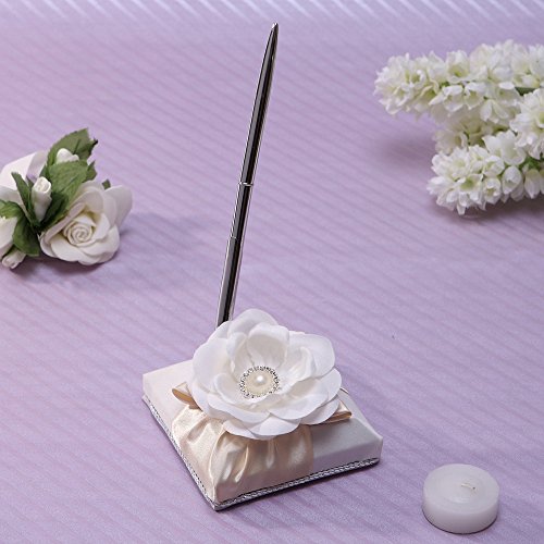 Wedding Accessories, Ivory Flower Guest Book And Pen Set #TOP3