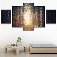 SIGNWIN 5 Panel Canvas Wall Art Setting in The Trees for Home Decorations Ready to Hang - 60