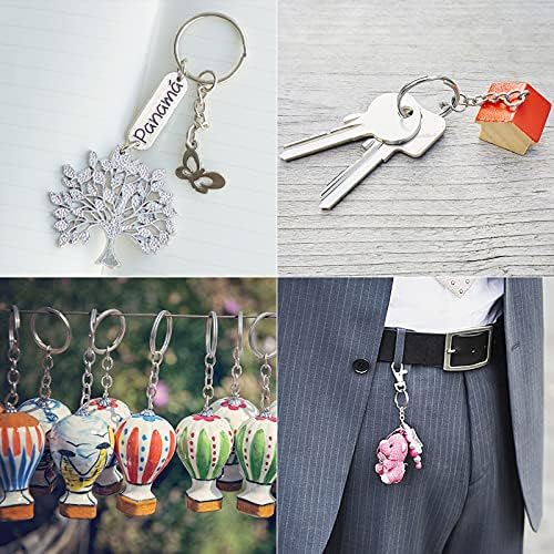 100PCS Split Key Ring with Chain, 2 Styles Silver Keyrings 1" / 25mm Open Jump Ring and Connector for Crafts Jewelry Making Resin DIY - Make Your Own Key Rings