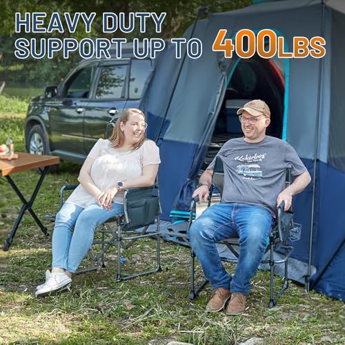 Timber Ridge Aluminum Camping Directors Chair with Side Table Pocket, Portable Folding Chair, Heavy Duty Lawn Chair for Fishing Trip Picnic Concert Outdoor 400lbs, Navy by TIMBER RIDGE - Used condition - Image 2