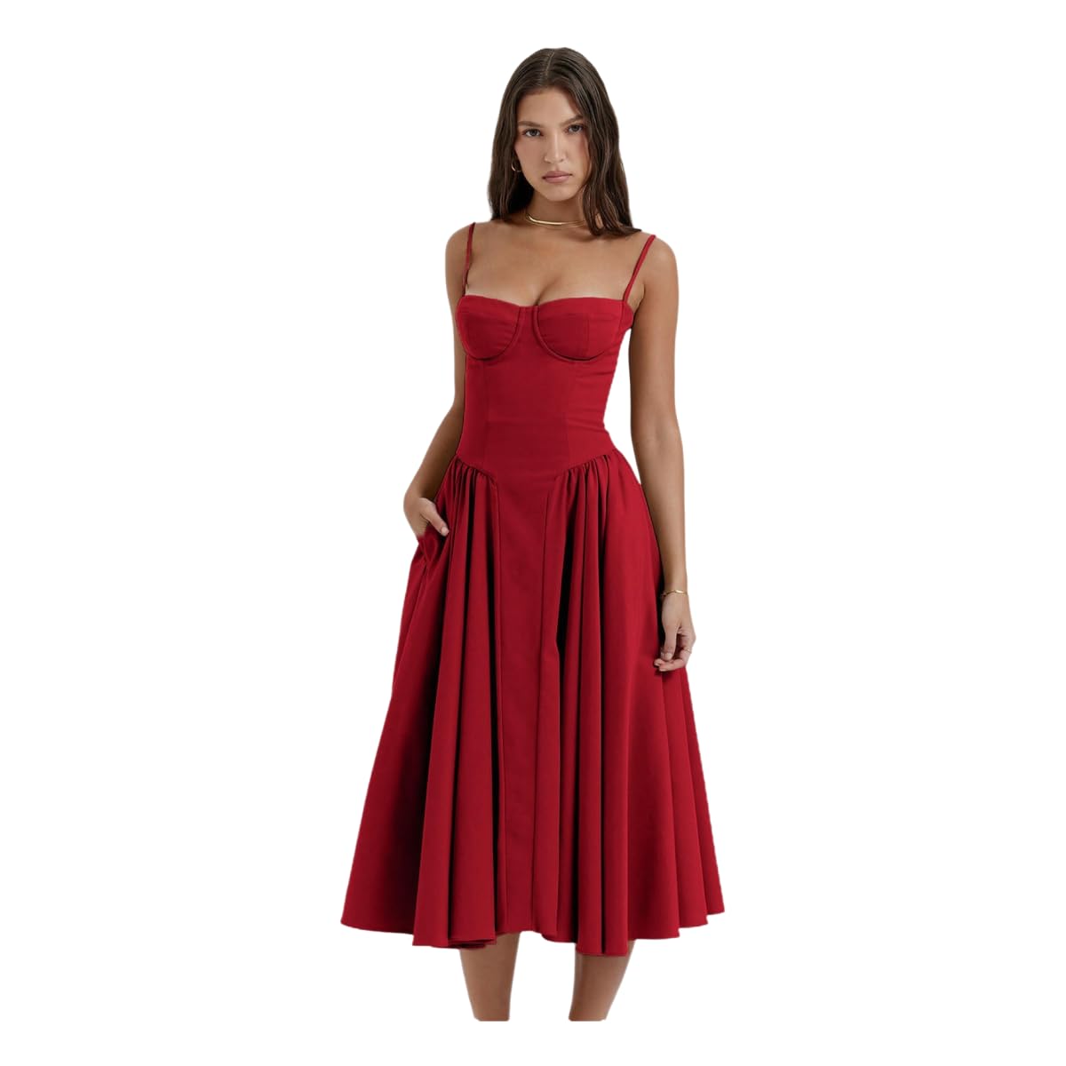 Robe De Fête Élégante Sexy L'été pour Femmes-Rouge-l