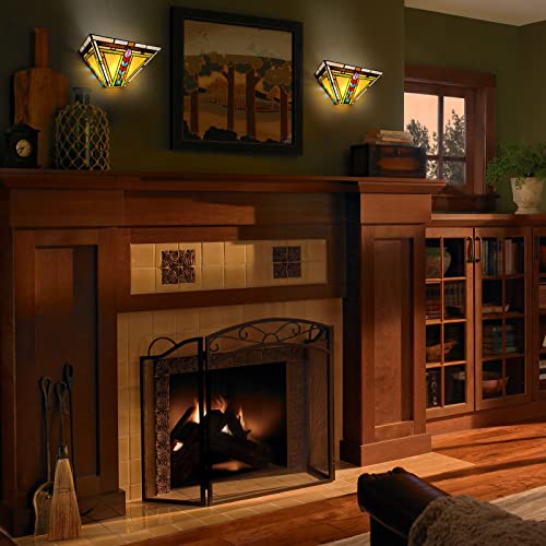 Image of Capulina Tiffany Lamp Firecracker Mission Stained Glass Wall Sconce 2-Light