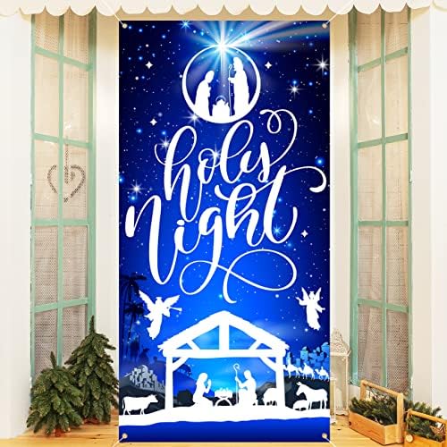 Christmas Door Cover Decorations Holy Night Christmas Door Decora...