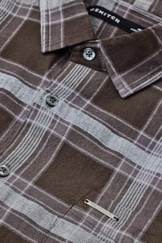 Image of SNITCH Men Casual Shirt | Regular Fit Full Sleeve Spread Collar Checkered Pattern | Durable Cotton Blend & Breathable Fabric Smart Casual Outings