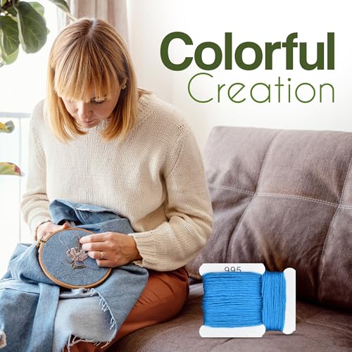 Image of Embroidery Floss Kit and Refills - Cotton Threads - DMC Color Coding for Cross Stitch, String Crafts, Friendship Bracelets