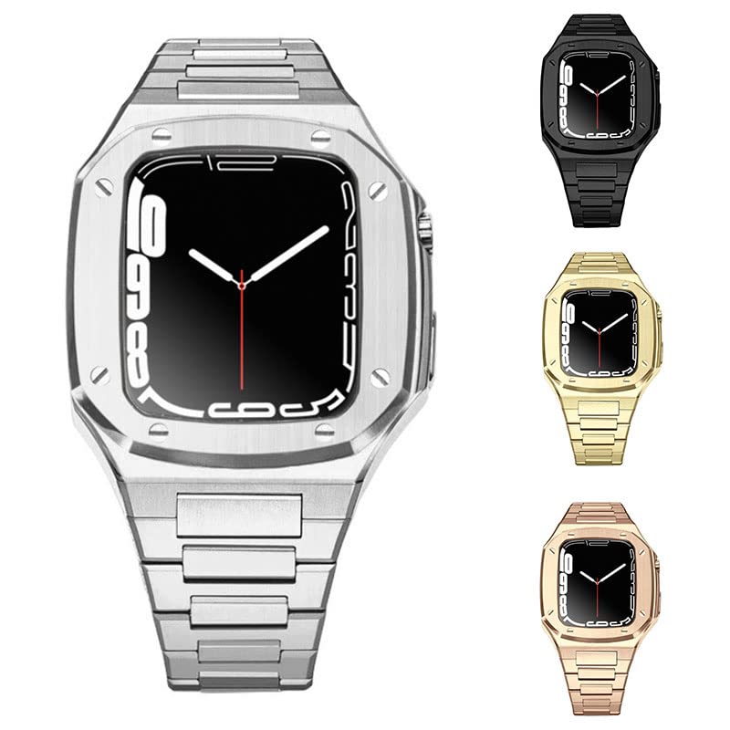 Stainless Steel Strap Case for Band Modification 45mm 44mm 41mm MetalKit Set for Series 8 7 6 SE 5 4 3 2 12
