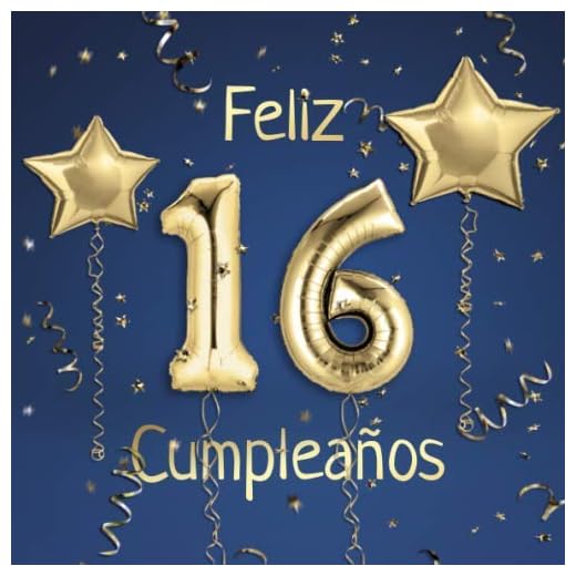 Feliz 16 Cumpleaños: El Libro de Visitas de mis 16 años para Fiesta de Cumpleaños - 21x21cm - 100 Páginas para Felicitaciones, Saludos, Fotos y ... - Tema: Globos de Oro sobre Fondo azul