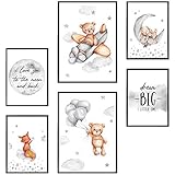 Frechdax® Kinderzimmer Bilder - Poster Babyzimmer Deko, Junge Mädchen | Dekoration Kinderzimmer| 2 x DIN A3 & 4 x DIN A4 - ca. 30x42 & 21x30 | ohne Bilderrahmen P510