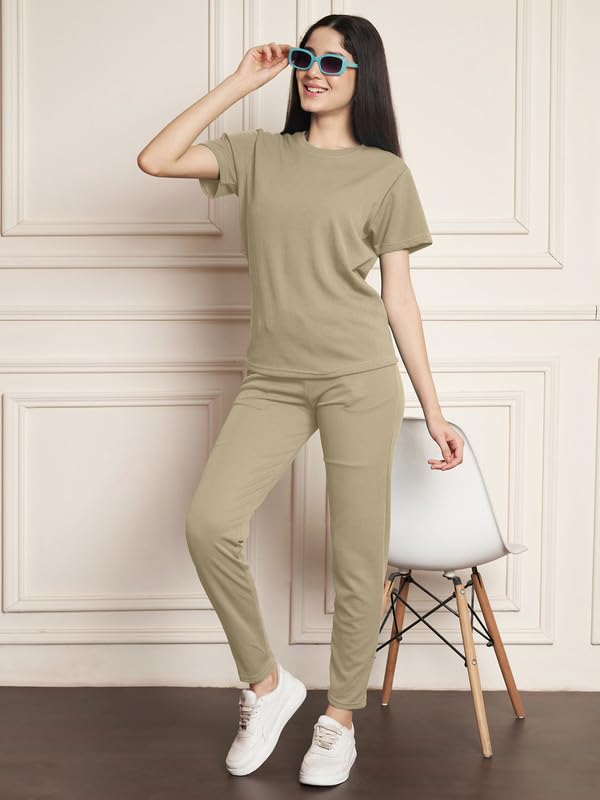 Image of DTR FASHION Polyester Blend Solid Lining Tracksuit | Night Wear Suit For Women