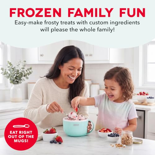 Image of Dash My Mug Ice Cream Maker - Makes Single Serving of Gelato, Frozen Yogurt, Sorbet & More - Easy to Clean & Use - Aqua, 2 Bowls (Pack of 4)