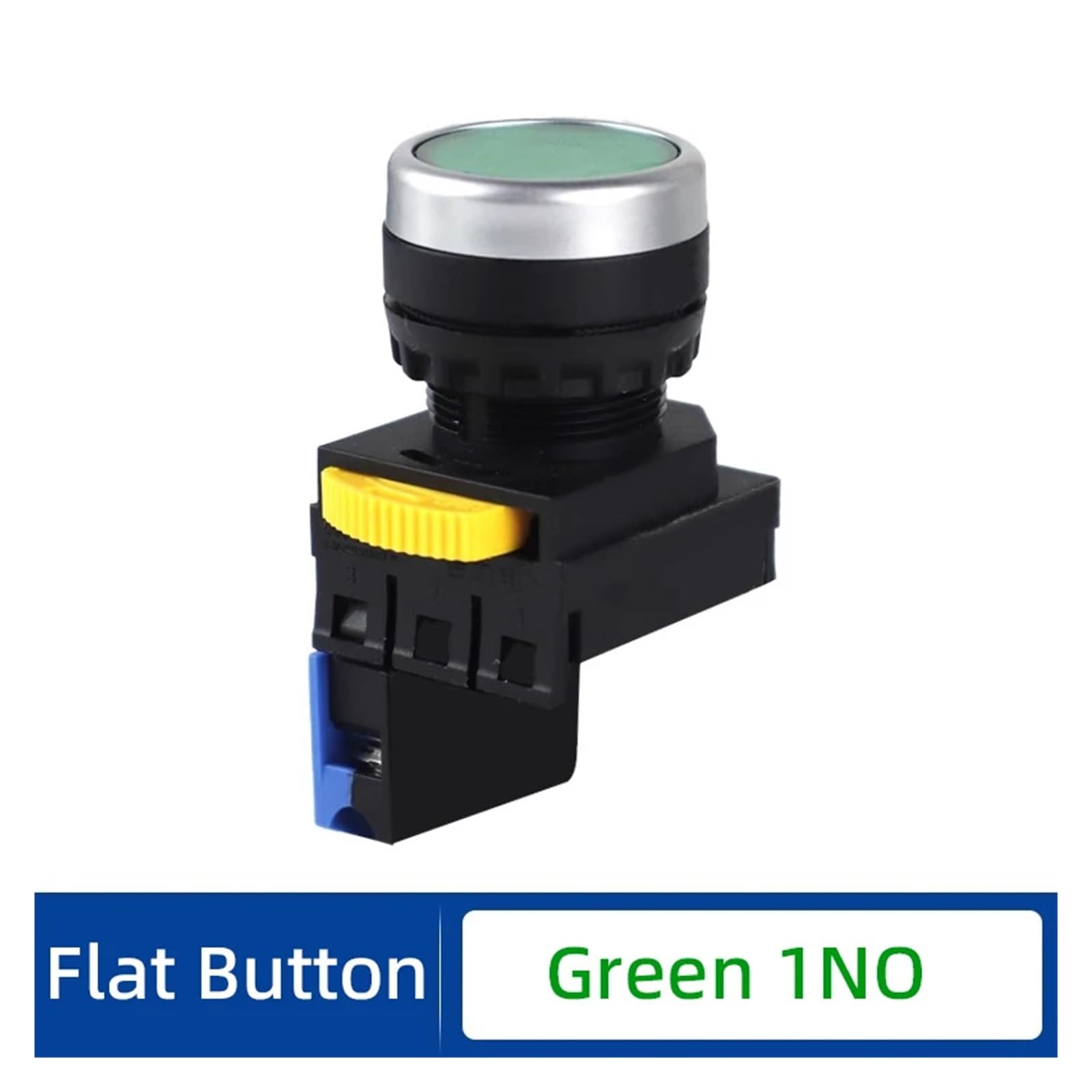 10 stücke Taste Schalter LA38S-11BN Knopf Notfall Stop Reset Selbst-Verriegelung 22mm(Flat Green 1NO)
