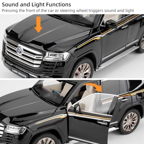 Modelo de auto Landcruiser LC300 1:18 color negro miniatura 6