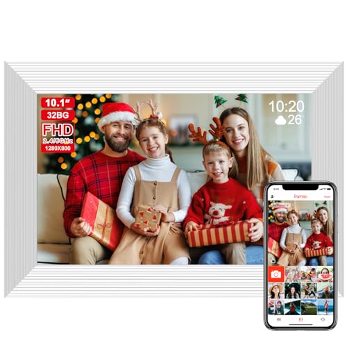 Digitaler-Bilderrahmen WLAN,10.1 Zoll Frameo Digital Photo Frame, 1280x800 IPS Touchscreen,Elektronischer Bilderrahmen mit 32GB Speicher,Automatische Rotation,Wandmontagefähig,Weiß Digitaler-Bilderrahmen WLAN,10.1 Zoll Frameo Digital Photo Frame, 1280x800 IPS Touchscreen,Elektronischer Bilderrahmen mit 32GB Speicher,Automatische Rotation,Wandmontagefähig,Weiß