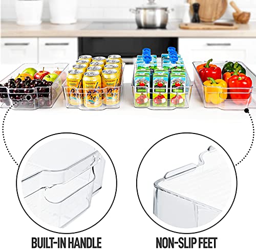 Image of Snazzy Refrigerator Organizer Bins - 8pcs Clear Plastic Bins For Fridge, Freezer, Kitchen Cabinet, Pantry Organization and Storage, BPA Free Fridge Organizer, 12.5 inch Long